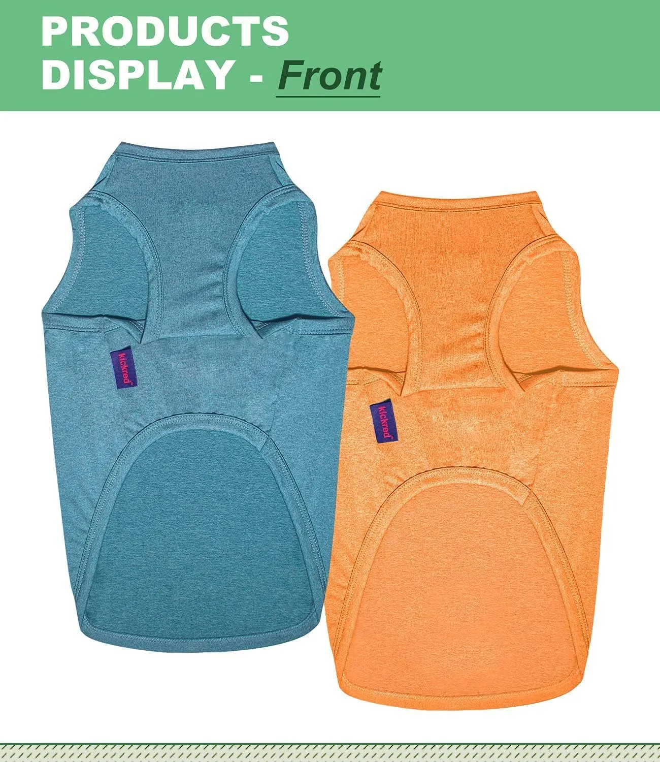 2 Pack Dog Shirts, Quick Dry Lightweight Dog T-Shirts Sleeveless Vest, Breathable Pet Clothes Tank Top for Large Medium Dogs, Mint Blue Orange Yellow (L)