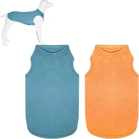 2 Pack Dog Shirts, Quick Dry Lightweight Dog T-Shirts Sleeveless Vest, Breathable Pet Clothes Tank Top for Large Medium Dogs, Mint Blue Orange Yellow (L)