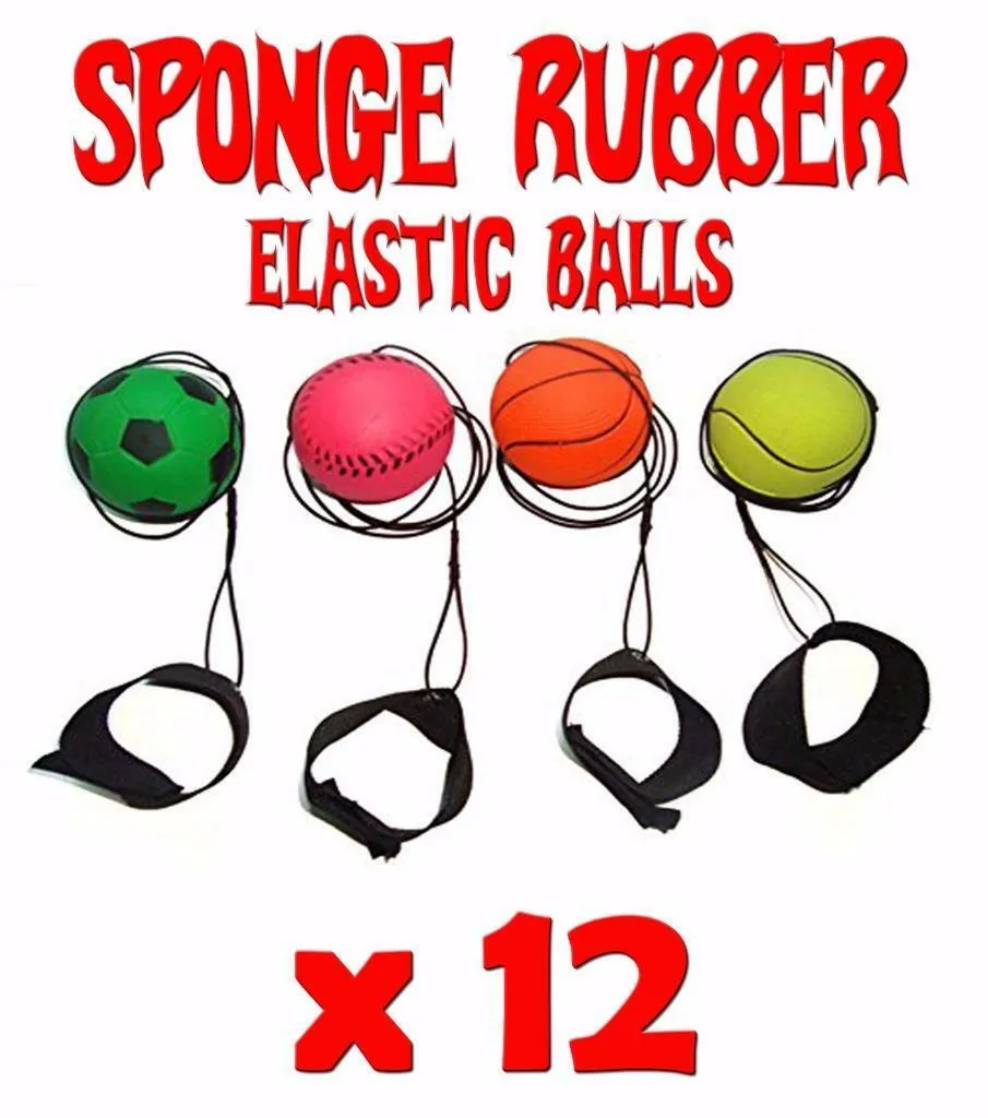 24 x SPONGE RUBBER HIGH BOUNCE RETURN BALL Wrist Strap Elastic String HOT