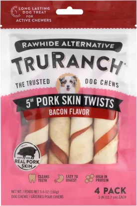 5" Medium Pork Skin Twists - Collagen Chews for Dogs - Bacon Flavor - Made with Real Pork Skin - Rawhide Alternative - Limited Ingredient - Easy to Digest Treat, 1 Bag, 9 Count