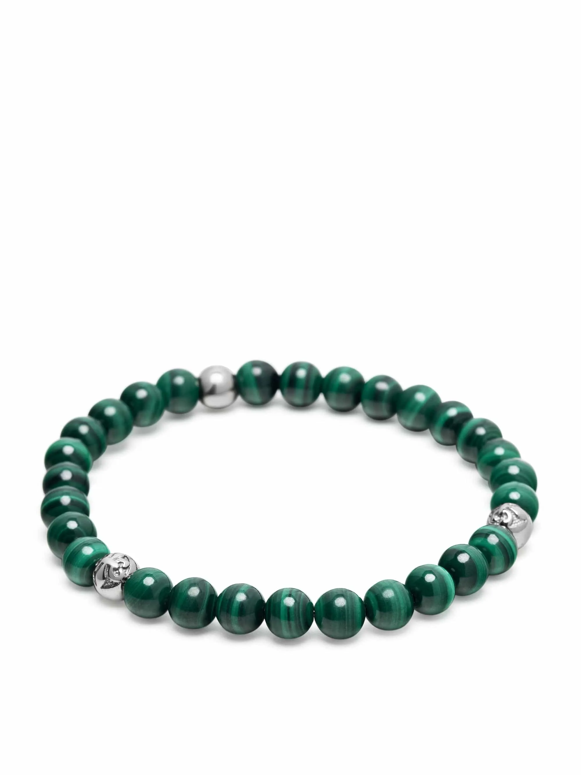 6mm Green Malachite Bracelet with Silver Balls