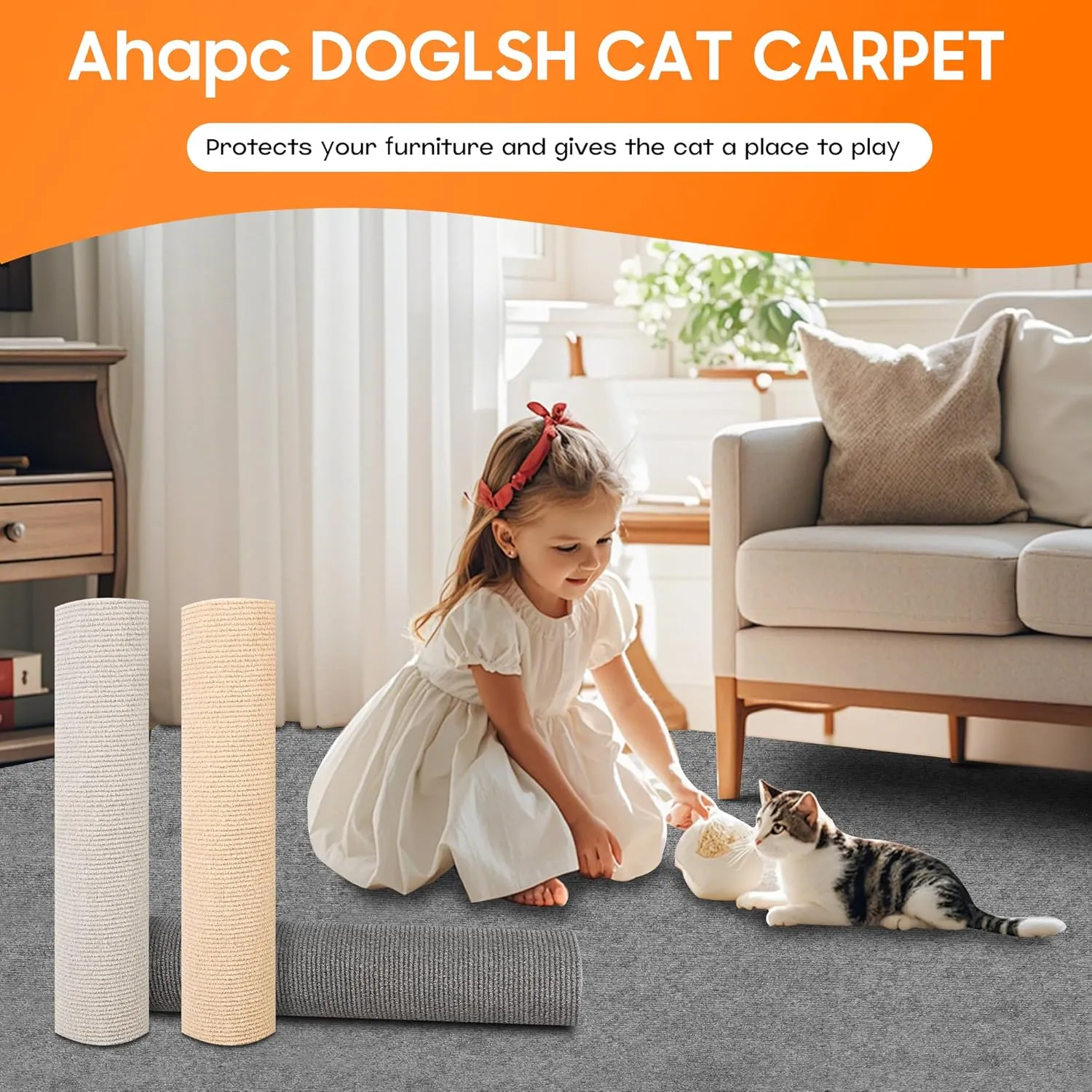 78.7"x15.8"Cat Scratcher & Couch Protector for Sofa - Scratch Pad, Scratching Post for Cats, Furniture Protector from Claws(Light Gray)