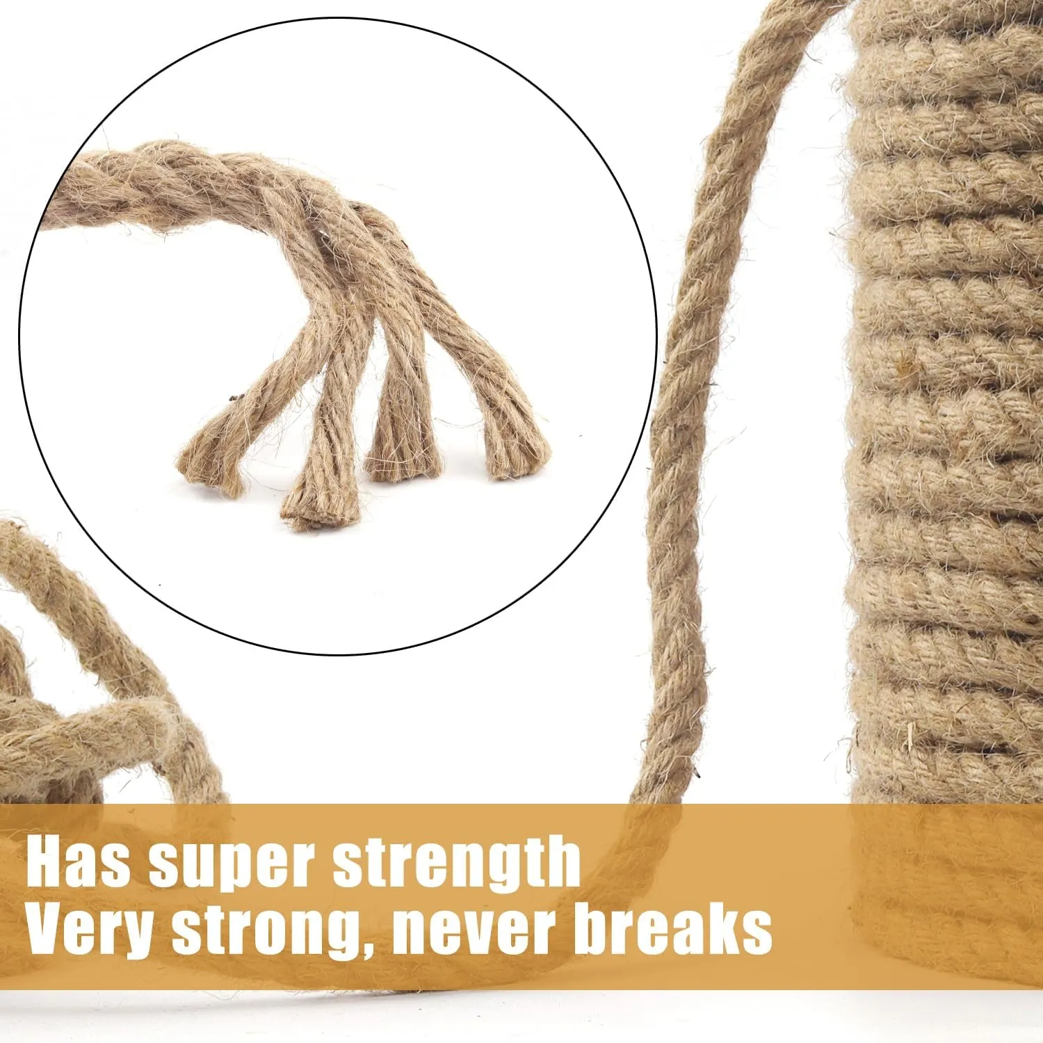 82 Feet Jute Rope, Heavy Duty Natural Hemp Twine String (0.47 Inch) for Arts, Crafts, Gift Wrapping, Gardening, Cat Scratching Post, Home Wedding Decoration