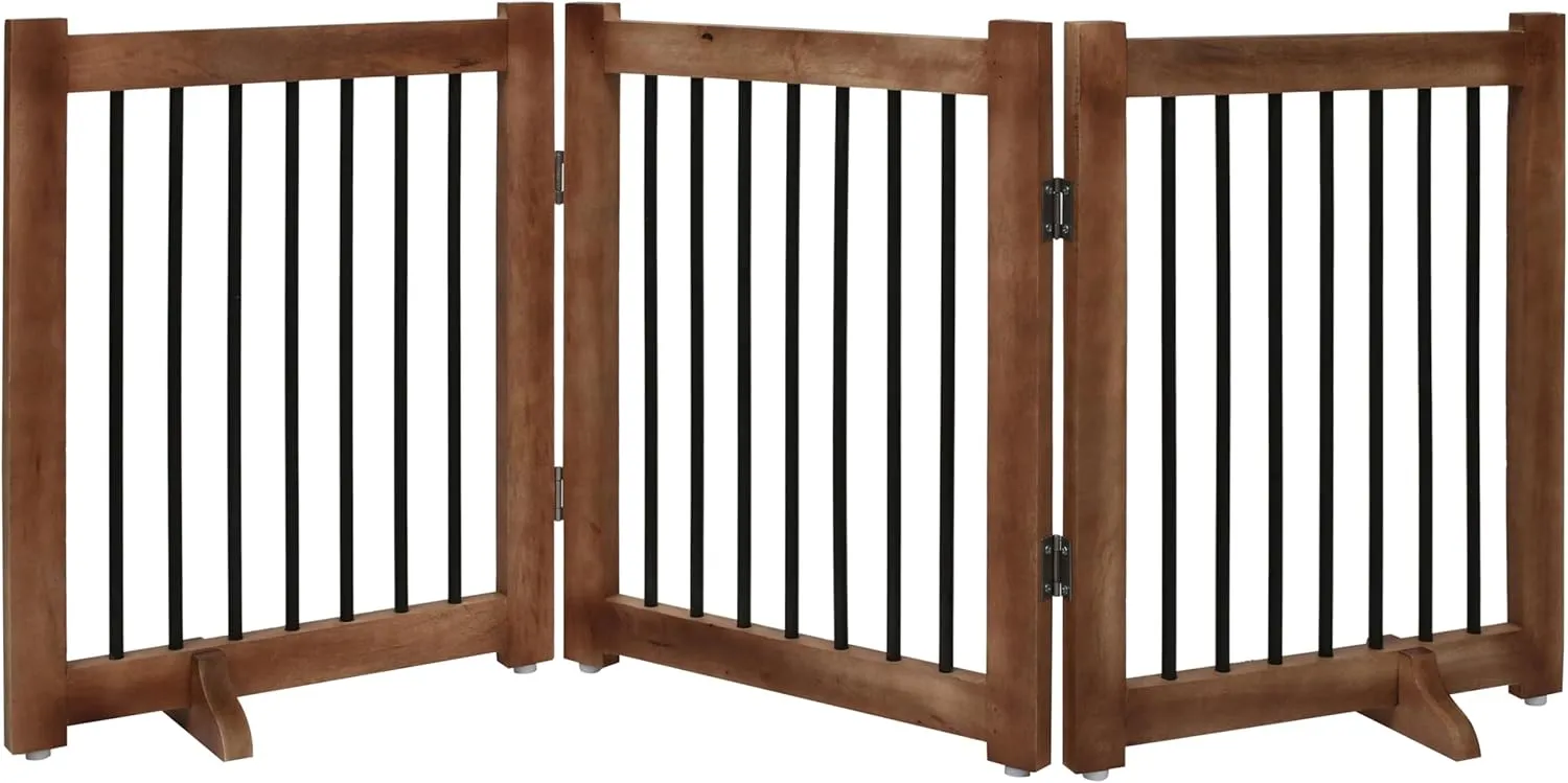 ALPHA Living HOME Freestanding Dog Gate  Foldable Wooden Pet Gate with 54x24-Inch Wood Gates, Adjustable Indoor Dog for House, Stairs, Hallway  Stylish & Durable Pet Safety Barrier