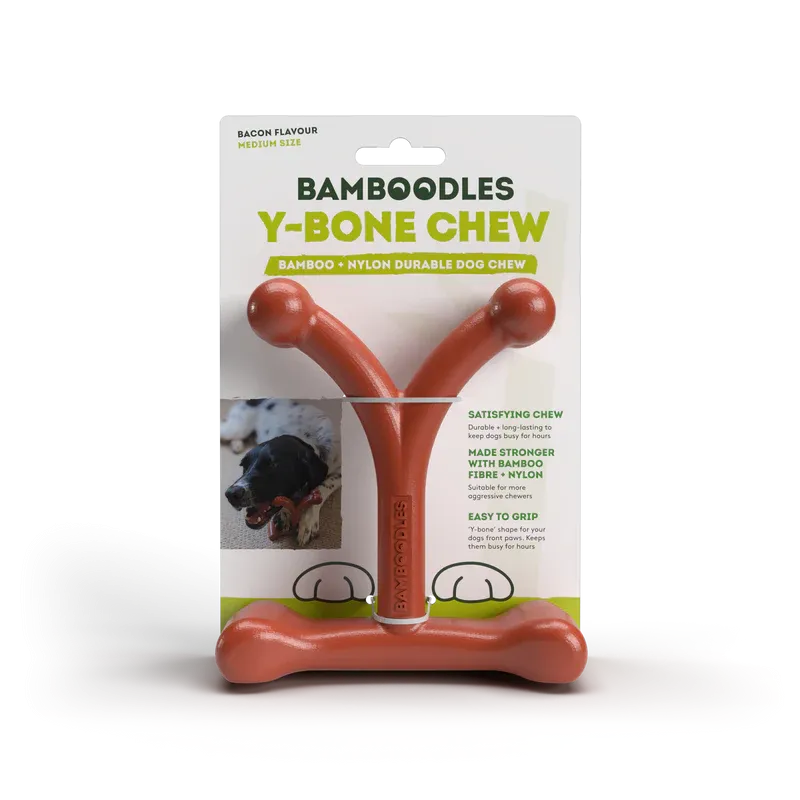 Bamboodles Medium Bacon Y Bone Chew