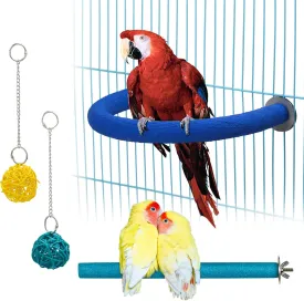 Bird Perch Stand for Cage, Parrot Cage Accessories, Bird Toys U Shaped Stand for Budgies, Small Parakeets, Cockatiels, Conures, Macaws 6 PCS