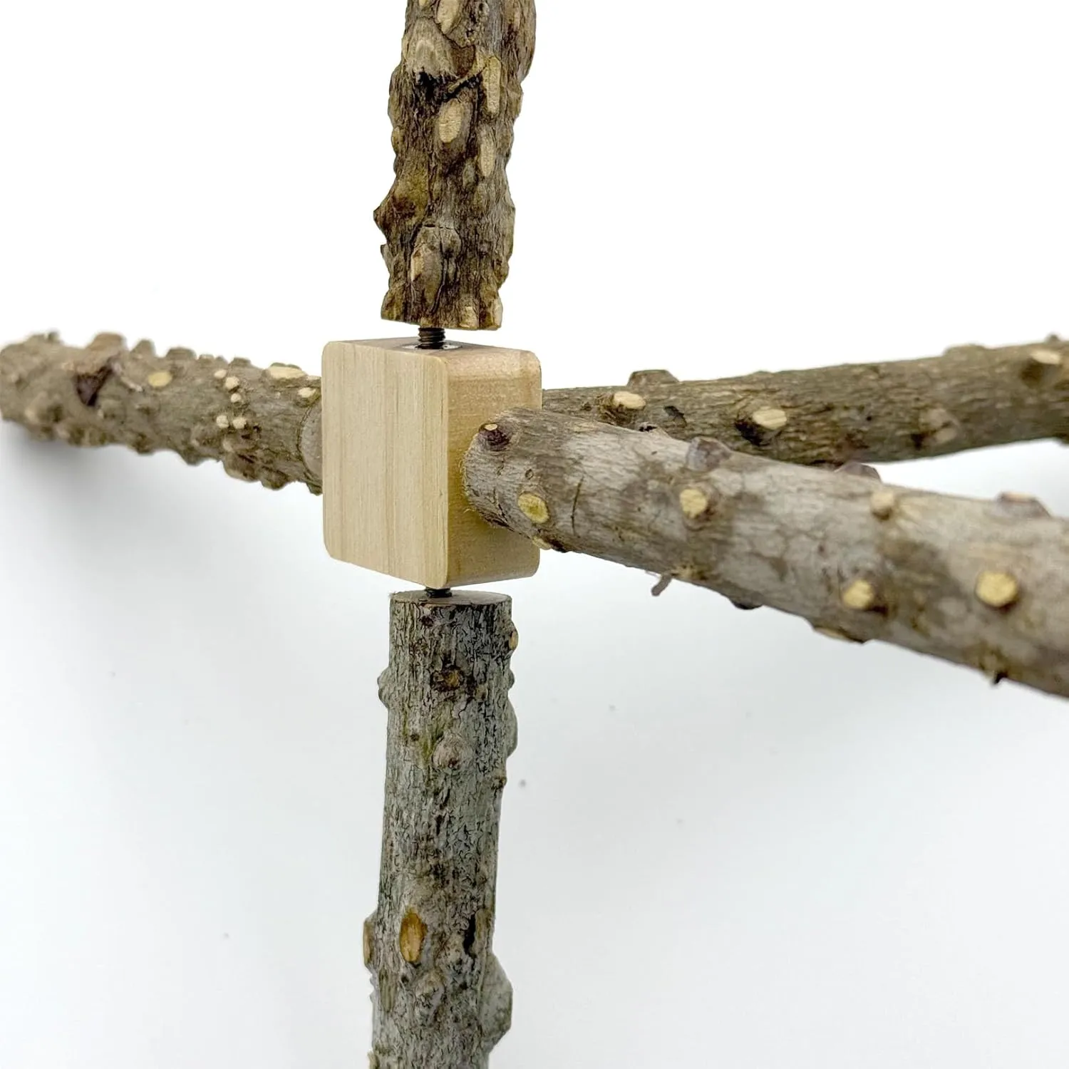 Bird Stand Perch Toy for Cage, 360 Rotating Interactive Bird Perch to Expend Energy Wooden Hanging Parrot Stand Parakeets Cage Accessories for Cockatiels Lovebirds Finches (10.39 "x 9.25" x 9.25 ")