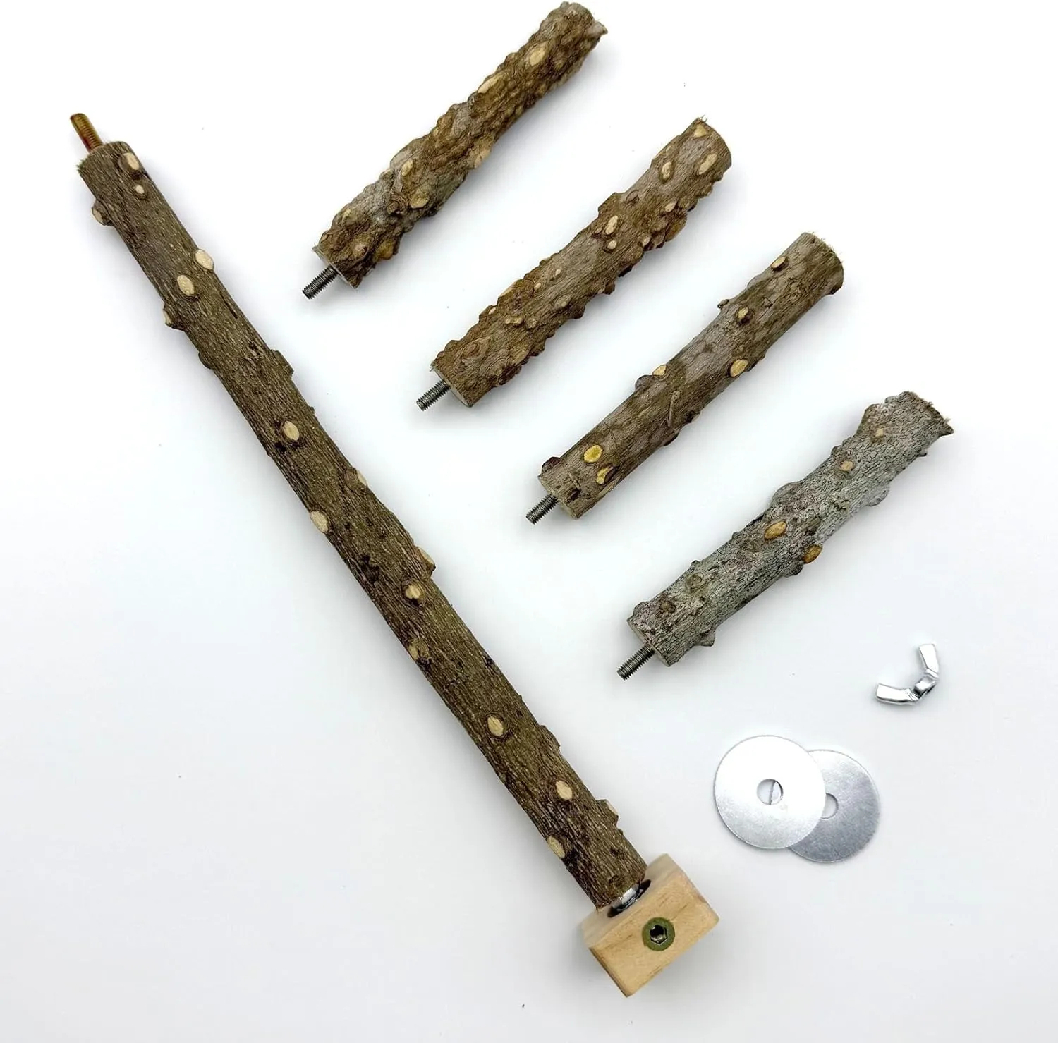 Bird Stand Perch Toy for Cage, 360 Rotating Interactive Bird Perch to Expend Energy Wooden Hanging Parrot Stand Parakeets Cage Accessories for Cockatiels Lovebirds Finches (10.39 "x 9.25" x 9.25 ")