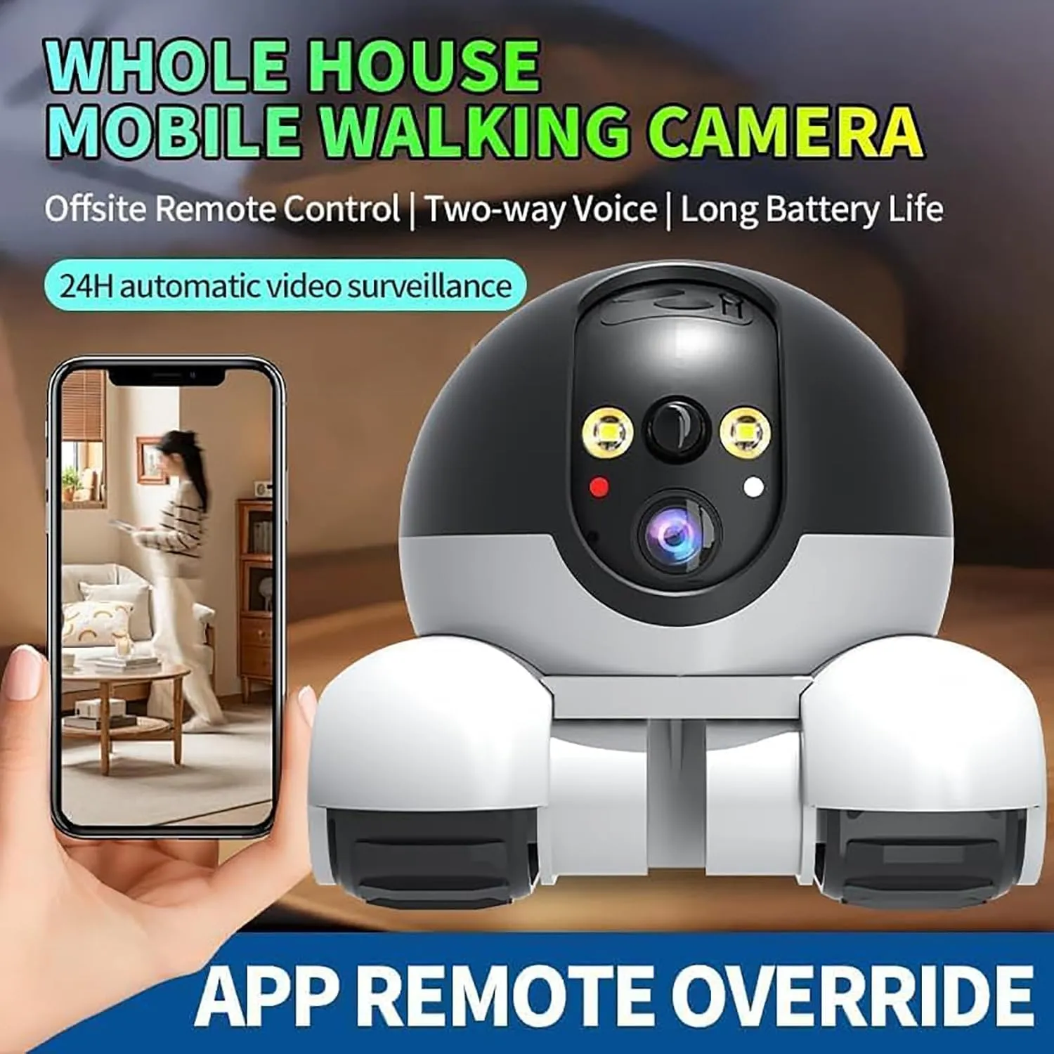 Blinky Bot Camera, Blinky Bot Pro Robot Camera, Patrol Buddy Pet RobotCamera, 1080p Hd Wi-Fi Mobile PetCameras with Dual-Lens, App Control, 2 Way Audio, Night Vision (32G)