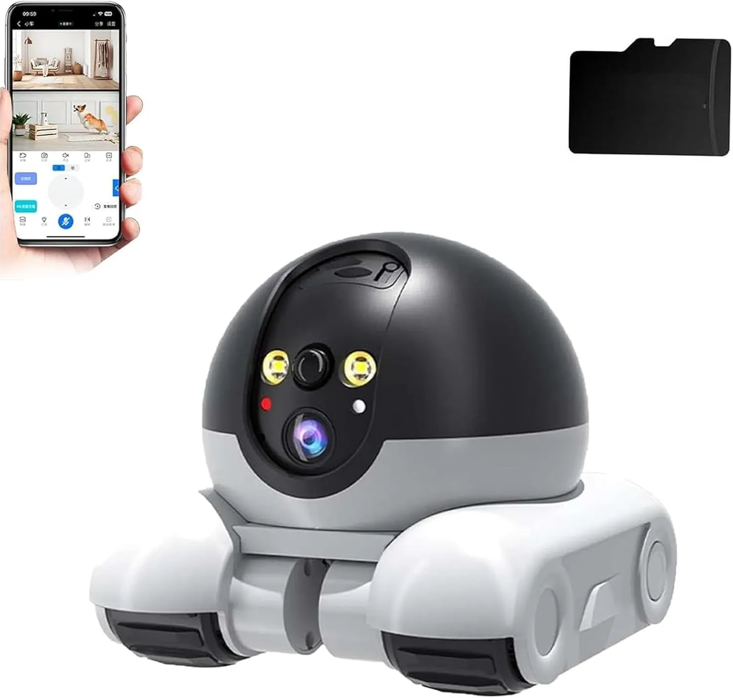 Blinky Bot Camera, Blinky Bot Pro Robot Camera, Patrol Buddy Pet RobotCamera, 1080p Hd Wi-Fi Mobile PetCameras with Dual-Lens, App Control, 2 Way Audio, Night Vision (32G)