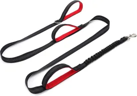 BTINESFUL 8ft Dog Leash with 3 Handles, Triple Handle, Reflective, Shork Absorbing Bungee, Control & Safety Training for Large Medium Dogs (Black)