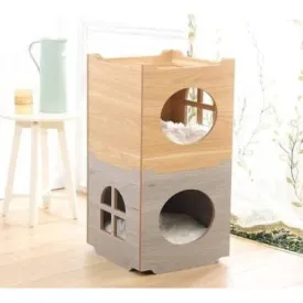 Cat Home Gray Curved Four-Story Cat Climbing Stairs