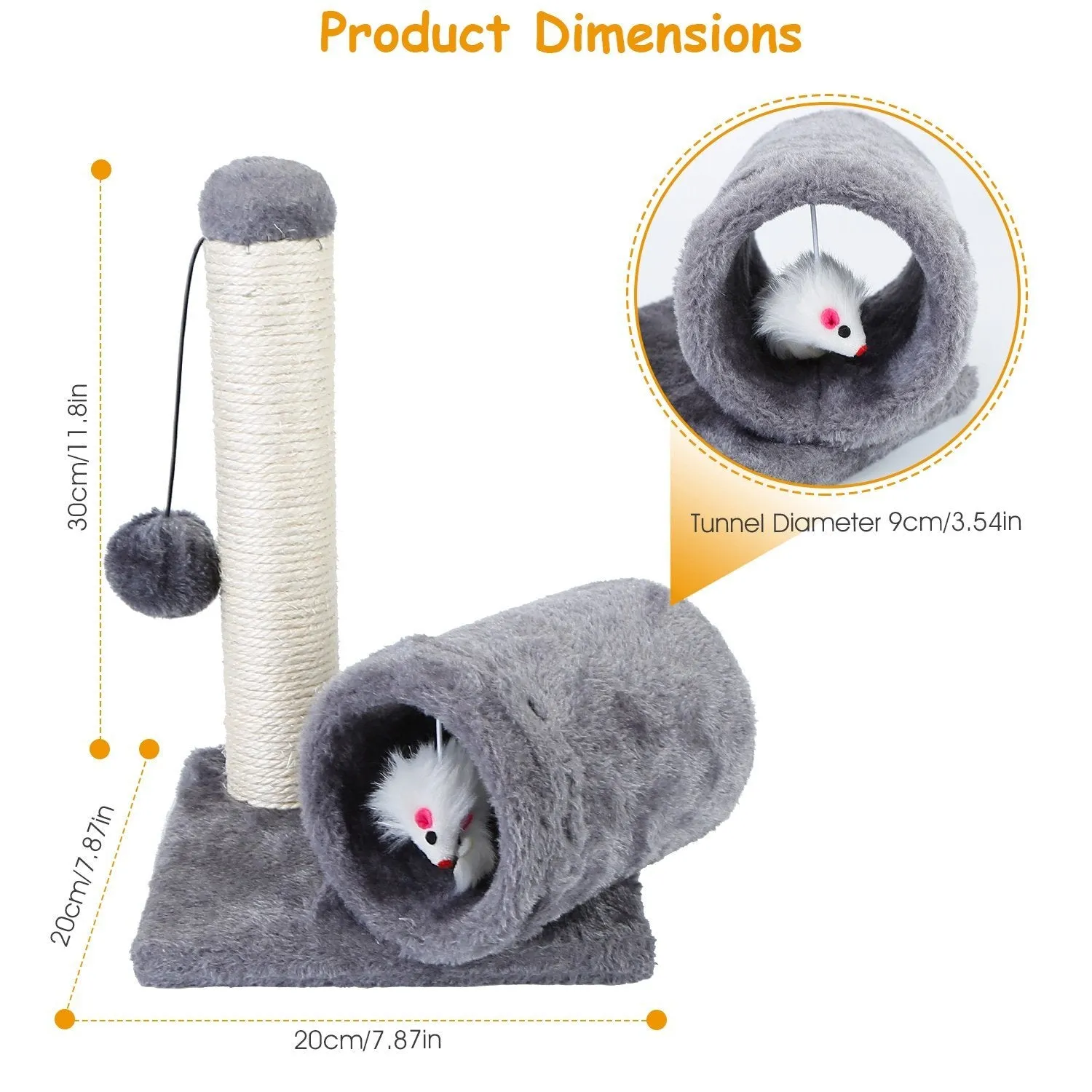 Cat Sisal Scratch Post Toy with Tunnel