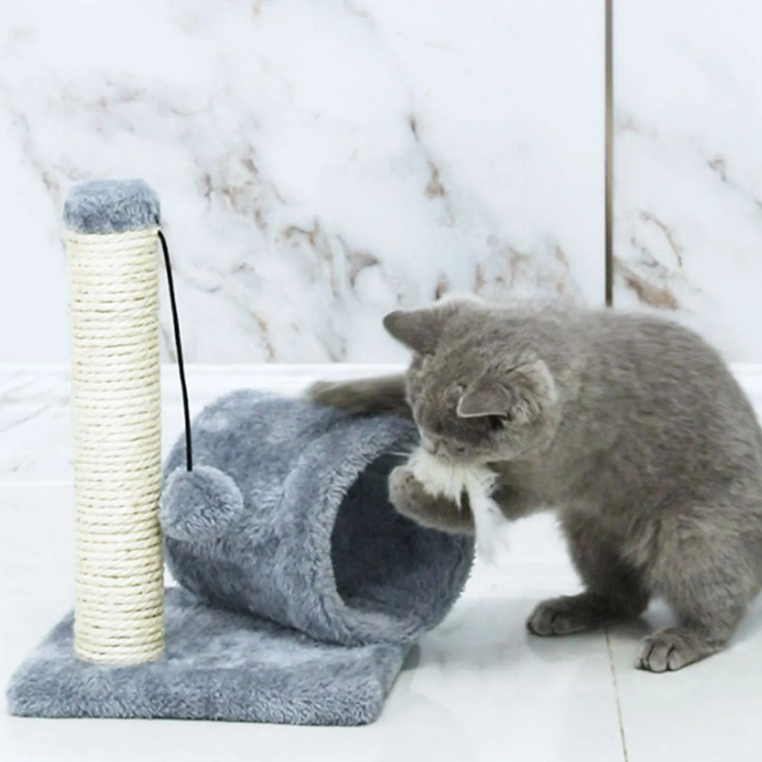 Cat Sisal Scratch Post Toy with Tunnel
