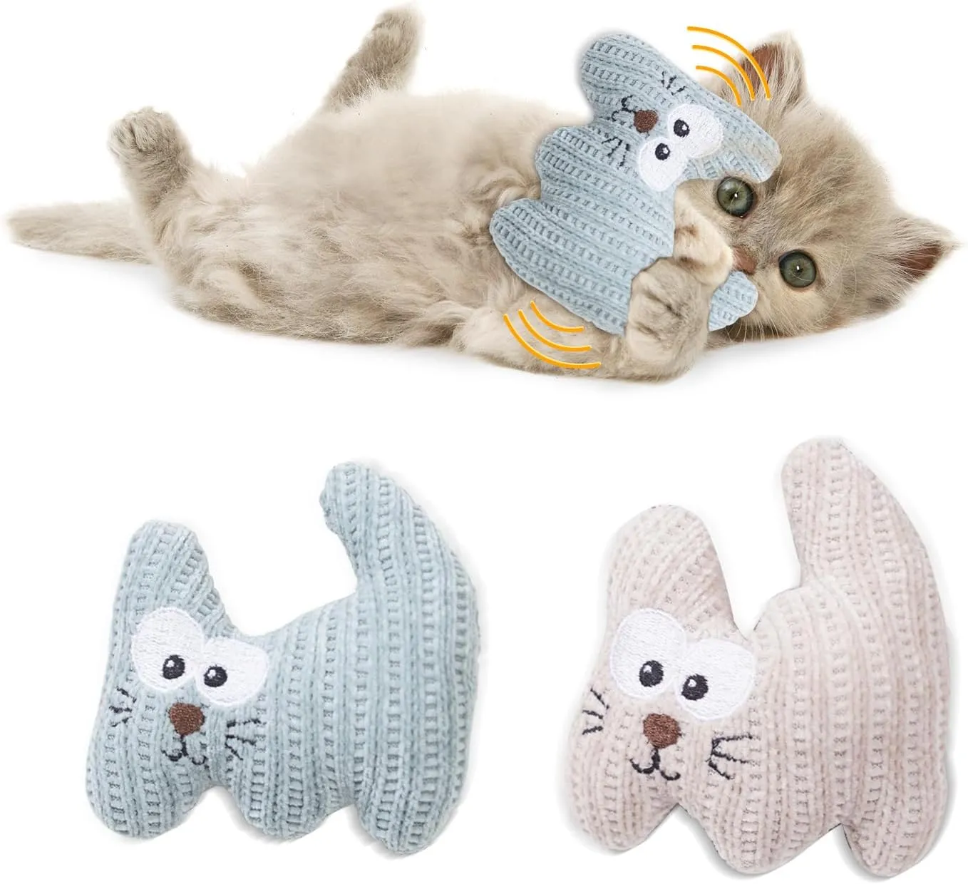 Catnip Toy for Cats & Kittens, 2Pcs Plush Rope Cat Chew Toy with Bell, Bite Resistant Catnip Toys Cat Teething Toy (Animal Shapes)