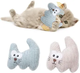 Catnip Toy for Cats & Kittens, 2Pcs Plush Rope Cat Chew Toy with Bell, Bite Resistant Catnip Toys Cat Teething Toy (Animal Shapes)