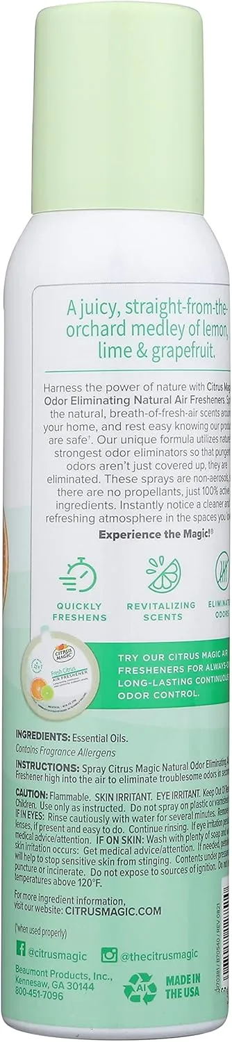 Citrus Magic Natural Odor Eliminating Air Freshener Spray, Fresh Citrus, 3-Ounce
