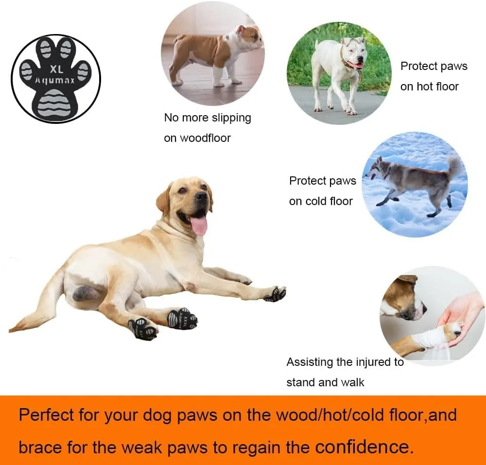 Dog Anti Slip Paw Grips Traction Pads,Dog Feet Stickers with Stronger Adhesive,Paw Protection to Provide Traction for Slippery Floors,Essentials for Senior Dogs,12 Sets (48 pcs) XXL Black