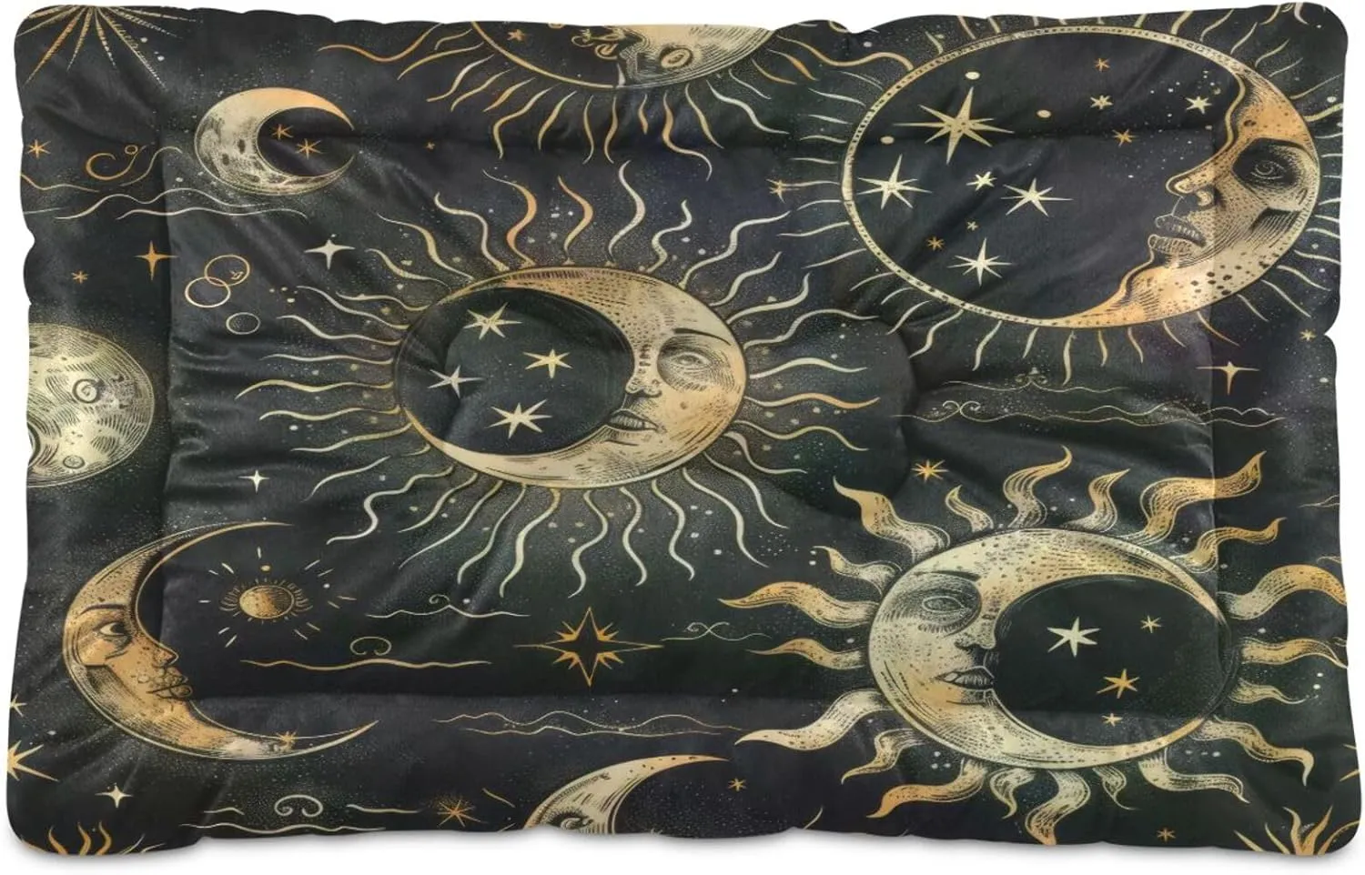 Dog Bed Mat No-Slip Self Warming Crate Mat Comfy & Thick Pet Sleeping Mat Machine Washable Kennel Pad Dog Bed for for Medium Small Dogs, 18" x 24", Fantasy Mystic Symbols
