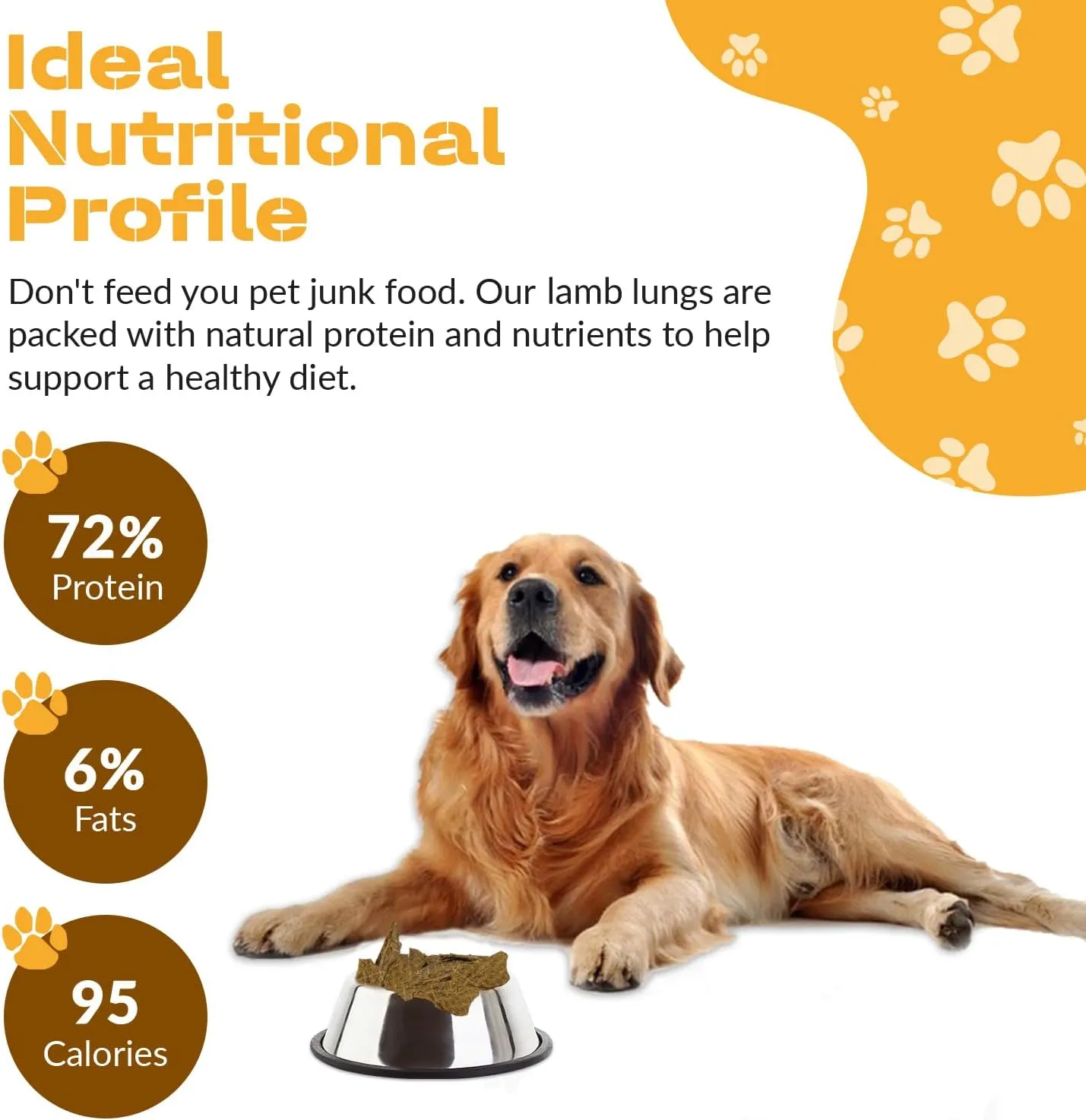 Dog Chits Lamb Lung Fillets Dog and Puppy Treats - Made in USA - Easy to Break - Slices - Random Shape - All Natural - Great for Training - High Protein - Low Fat - Large 6 oz. Bag