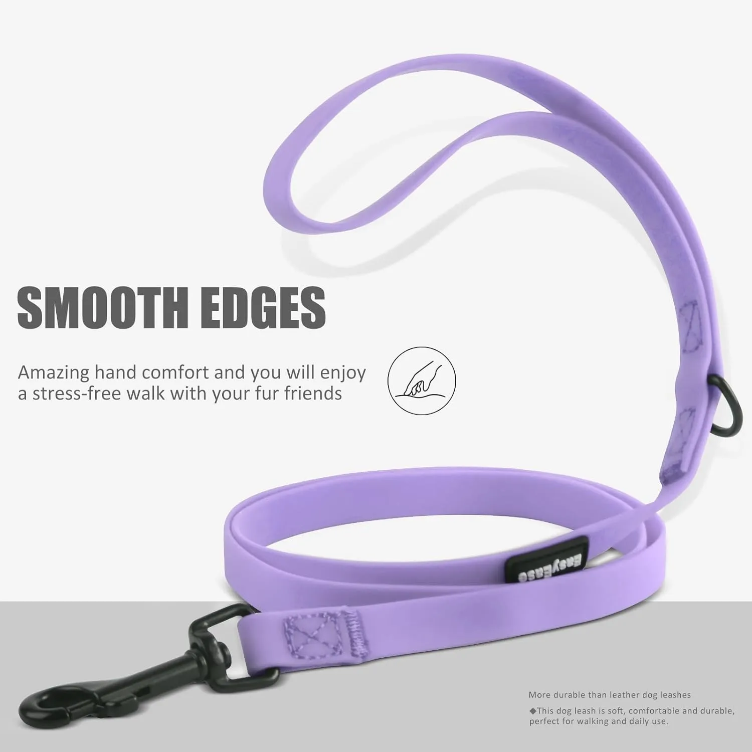 Dog Leash with Electroplated Black Hardware, Lightweight Dog Leash Easy to Clean, 4FT Purple Waterproof Dog Leash Coated with Durable and Odor Free Material for Small and Medium Dogs
