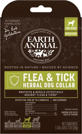 Earth Animal Apothecary - Flea & Tick - Herbal Tick & Flea Collar for Dogs- Medium Dog