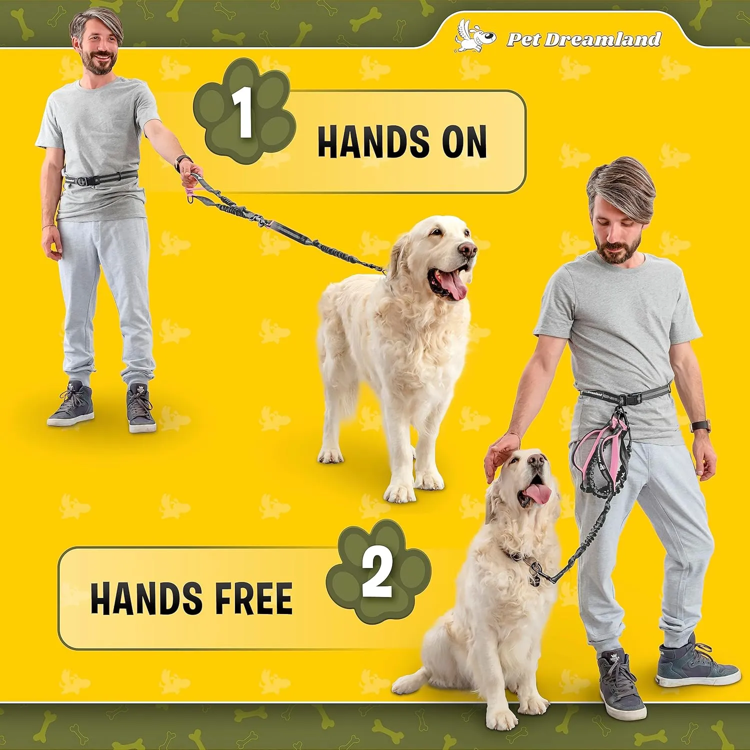 Exquisite Hands-Free Leash for Large Dogs: Ultimate Comfort & Freedom for Running, Walking, Hiking. Premium Quality, Durable & Versatile Waist Belt Leash. Your Dog Will Love It.
