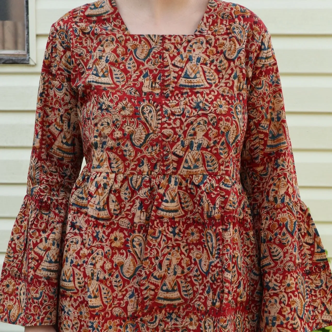 Fair Trade Bell Sleeve Square Neck Amelia Design