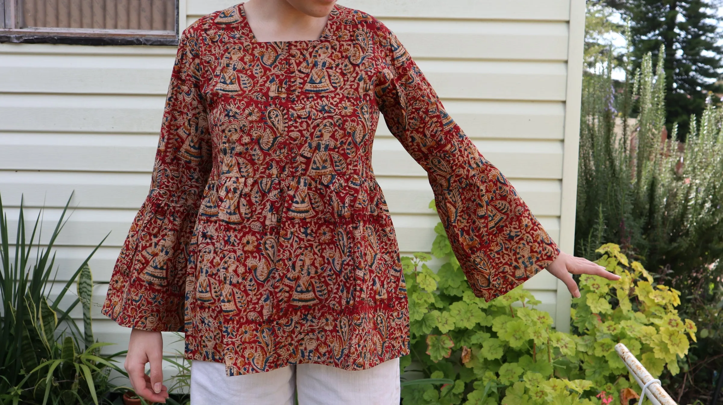 Fair Trade Bell Sleeve Square Neck Amelia Design