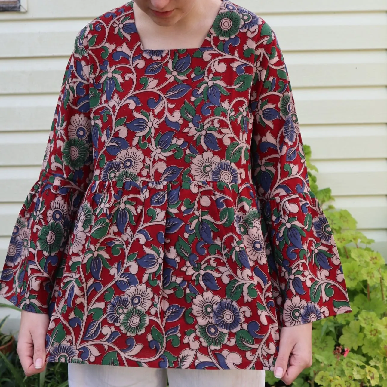 Fair Trade Bell Sleeve Square Neck Evelyn Design Top