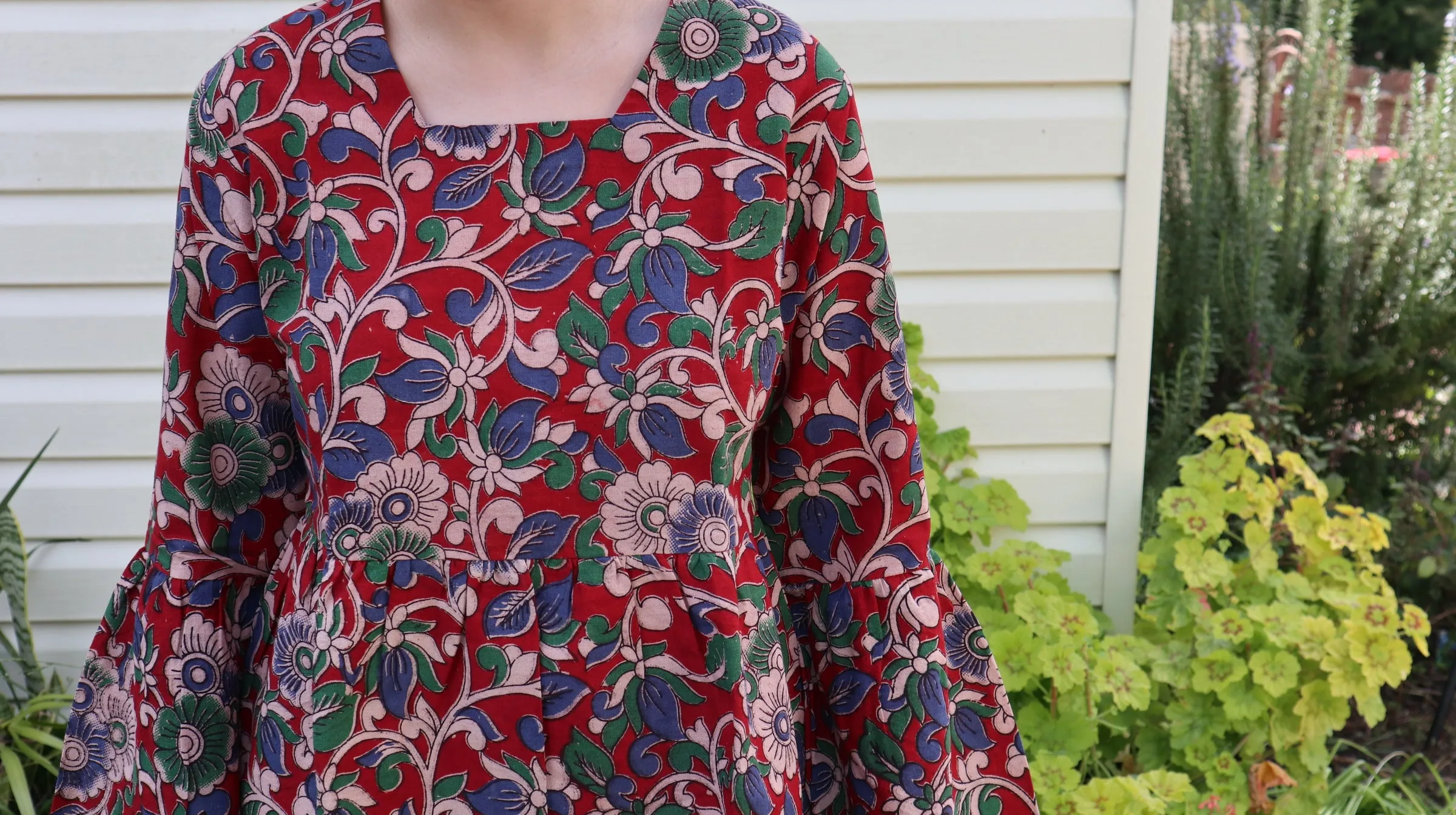 Fair Trade Bell Sleeve Square Neck Evelyn Design Top