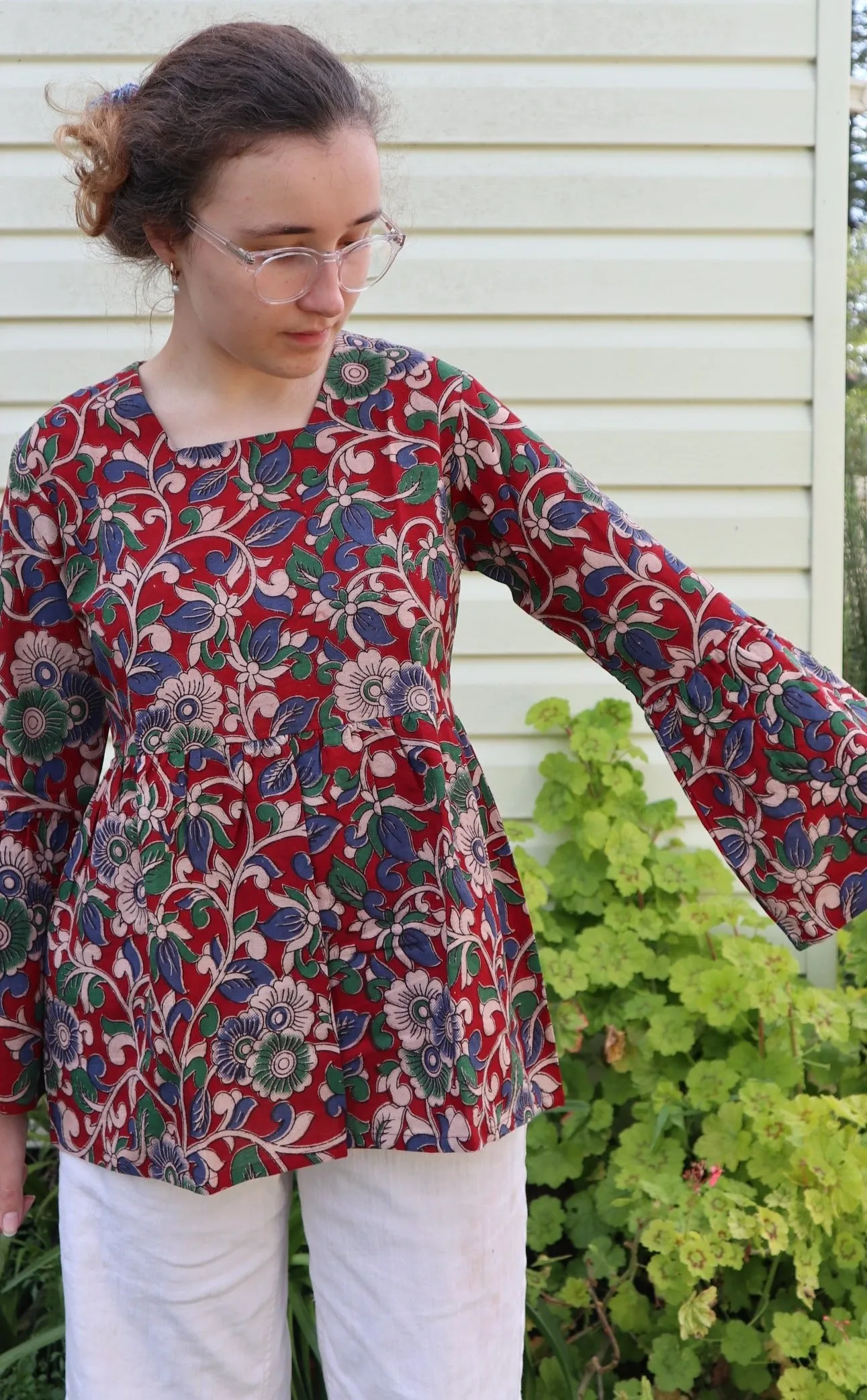 Fair Trade Bell Sleeve Square Neck Evelyn Design Top
