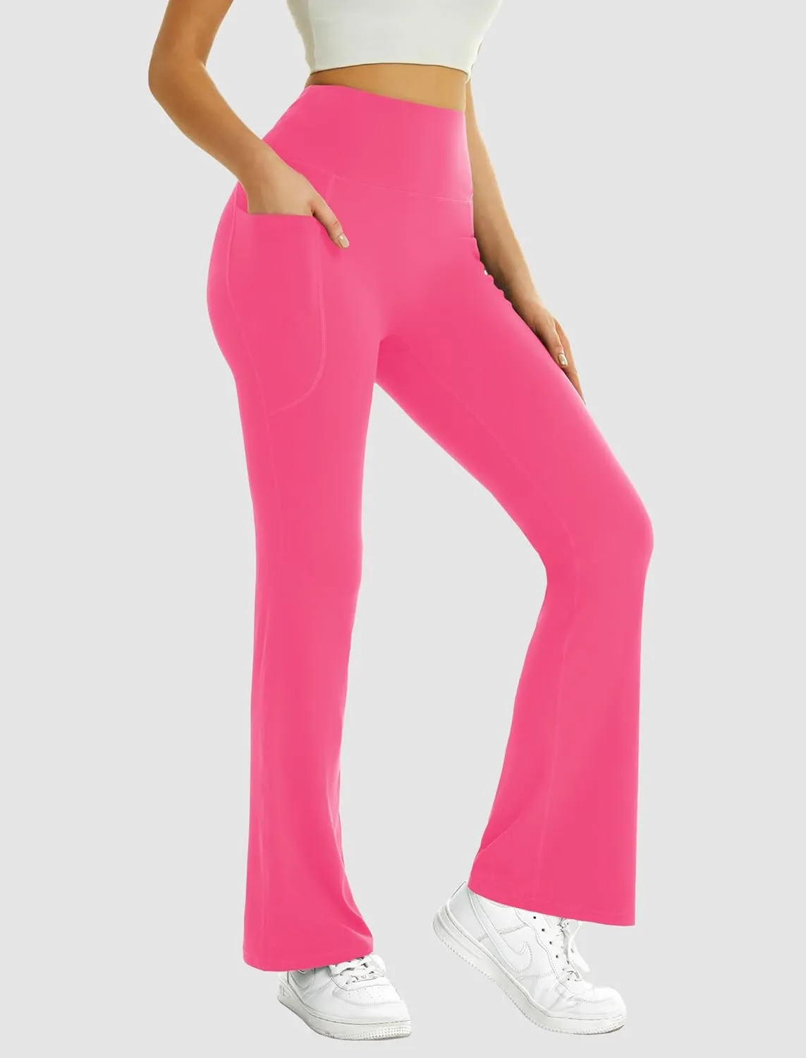FireSwan Women's Flare Yoga Pants with Pockets High Waist Flared Leggings Bootcut Gym Workout Pants Tummy Control