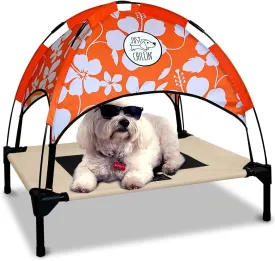 Floppy Dawg Just Chillin Elevated Dog Bed. LuxLife Edition - Premium Cot Includes Two Designer Canopies. Lightweight and Portable, Indoor or Outdoor. Chill in Style.