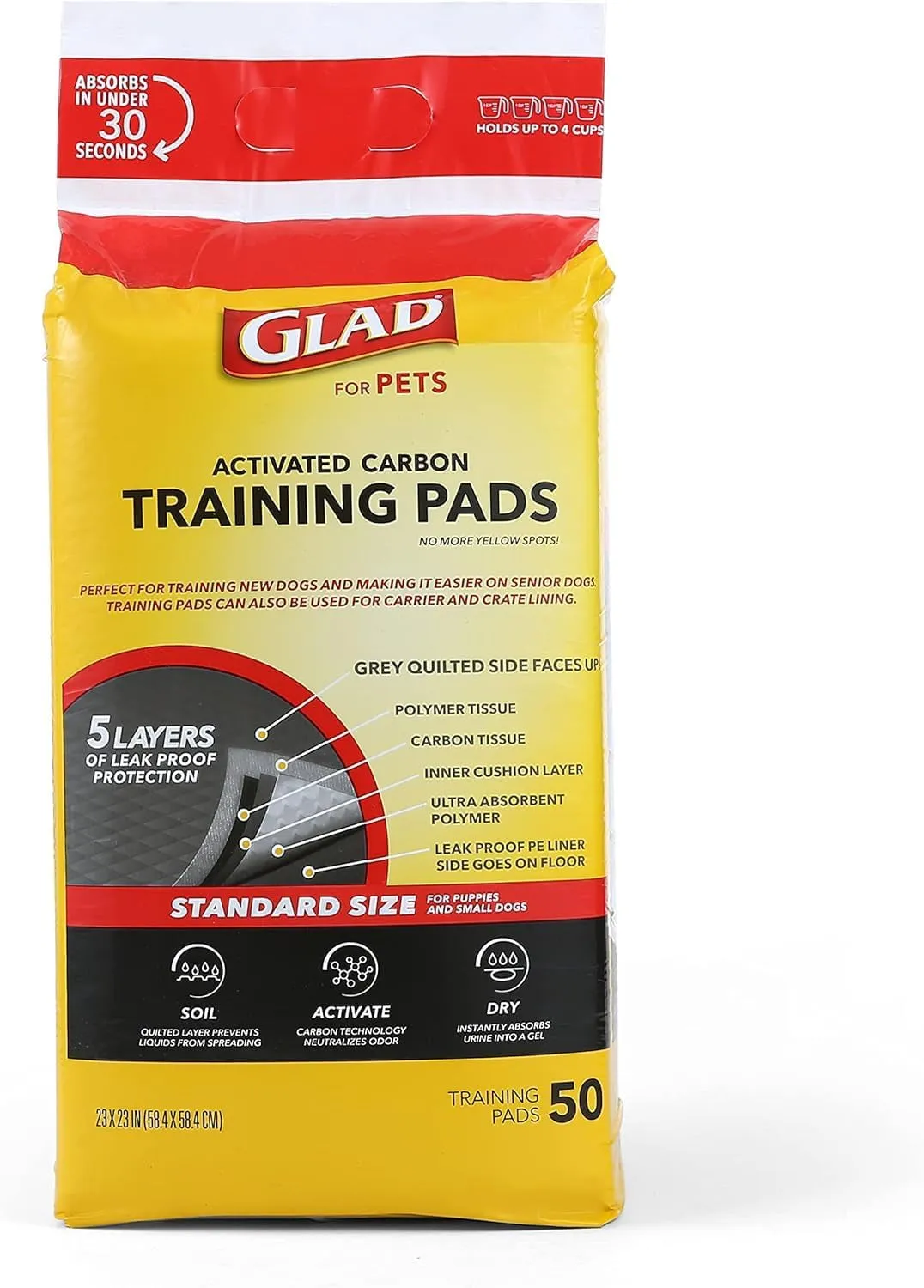 for Pets Black Charcoal Puppy Pads - Super Absorbent Disposable Dog Pee Pads, Potty Training Pads, and Pet Supplies - Dog Pee Pads for Crate Training and Indoor Use 23" X 23" - 50 Count - 4 Pack