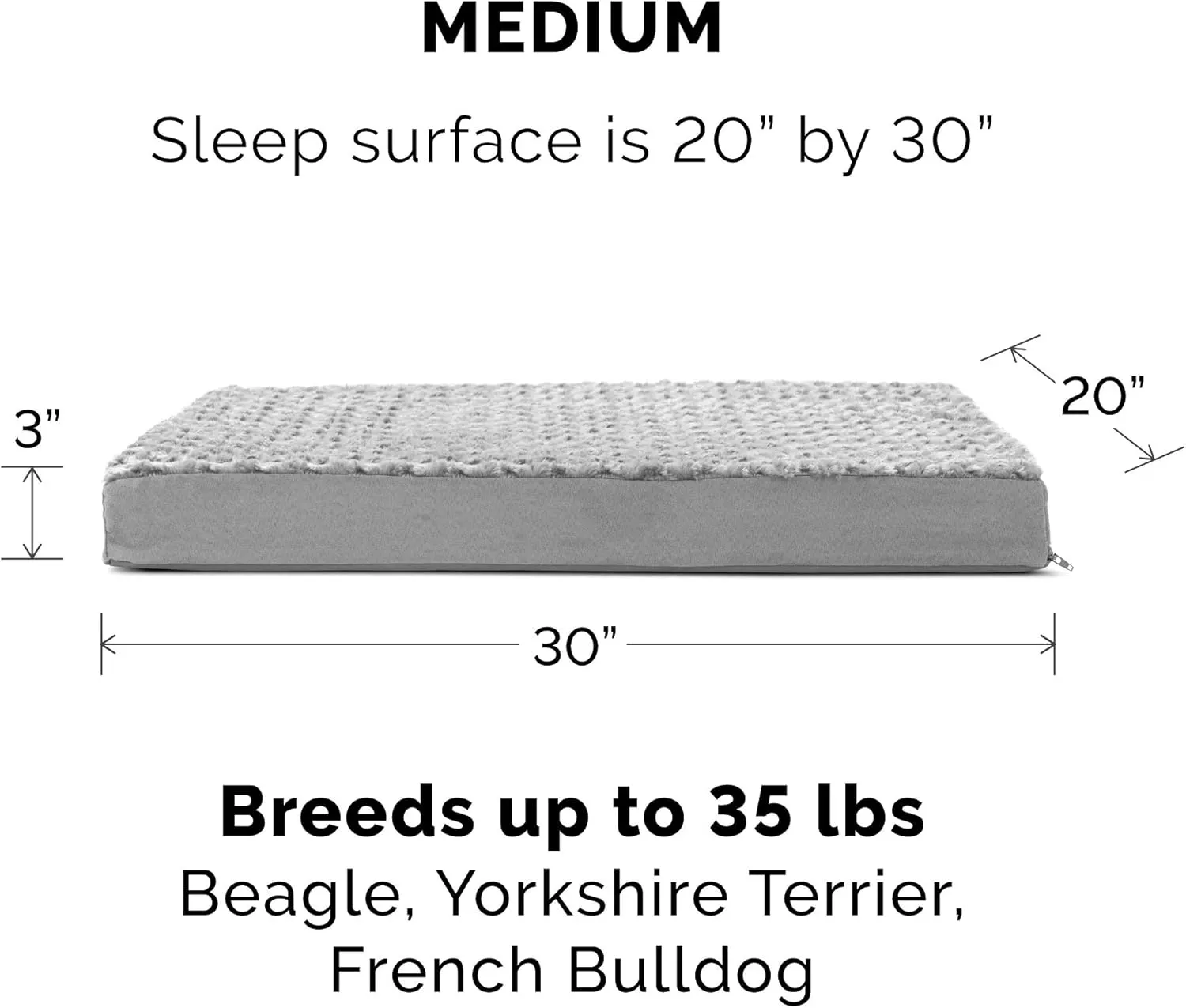 Furhaven Memory Foam Dog Bed for Medium/Small Dogs w/ Removable Washable Cover, For Dogs Up to 35 lbs - Ultra Plush Faux Fur & Suede Mattress - Gray, Medium
