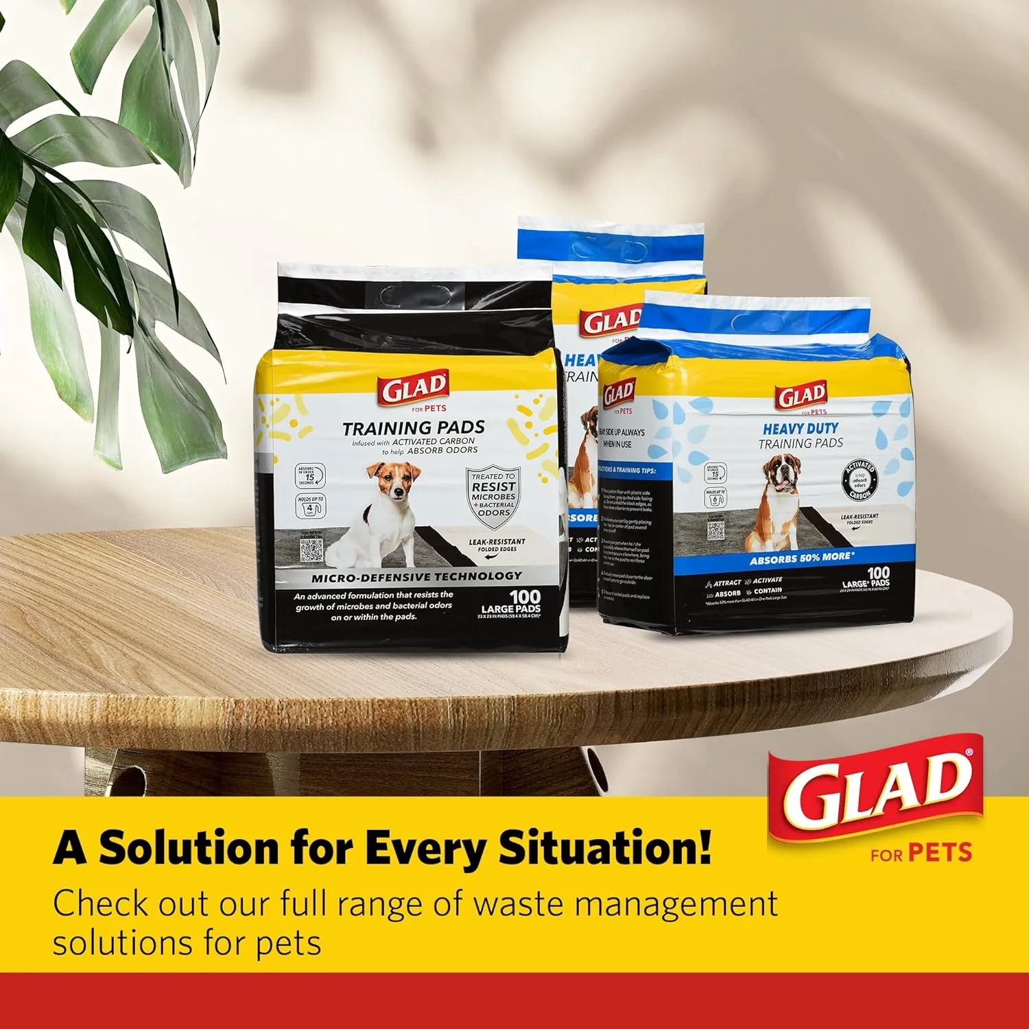 Glad for Pets Activated Carbon Anti-Microbial Dog Training Pads with Odor Eliminator - Ultra Absorbent Pee Pads for Dogs, Heavy Duty Indoor Pee Mats, Puppy Essentials, 23" x 23", 30 Count