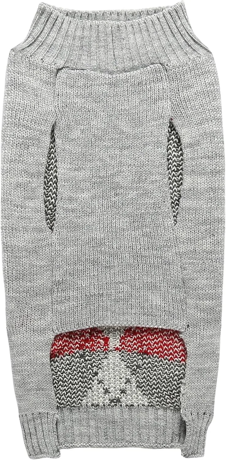 Grey Argyle Knit Pet Sweaters Clothes for Small Dogs, Grey Small (S) Size