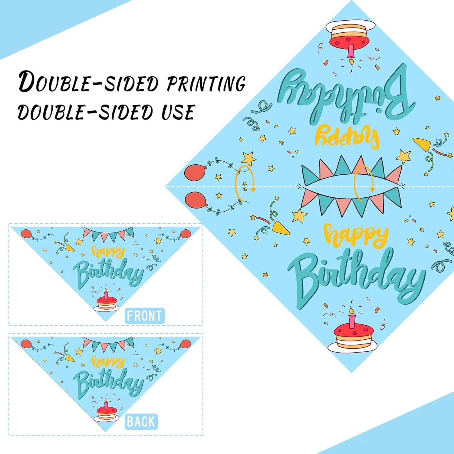 Happy Birthday Dog Bandanas 2 Packs,Blue Pet Scarf for Boys and Girls,Football Game Bandana for Small or Large or Extra Large Dogs (X-Large),Premium Durable Fabric