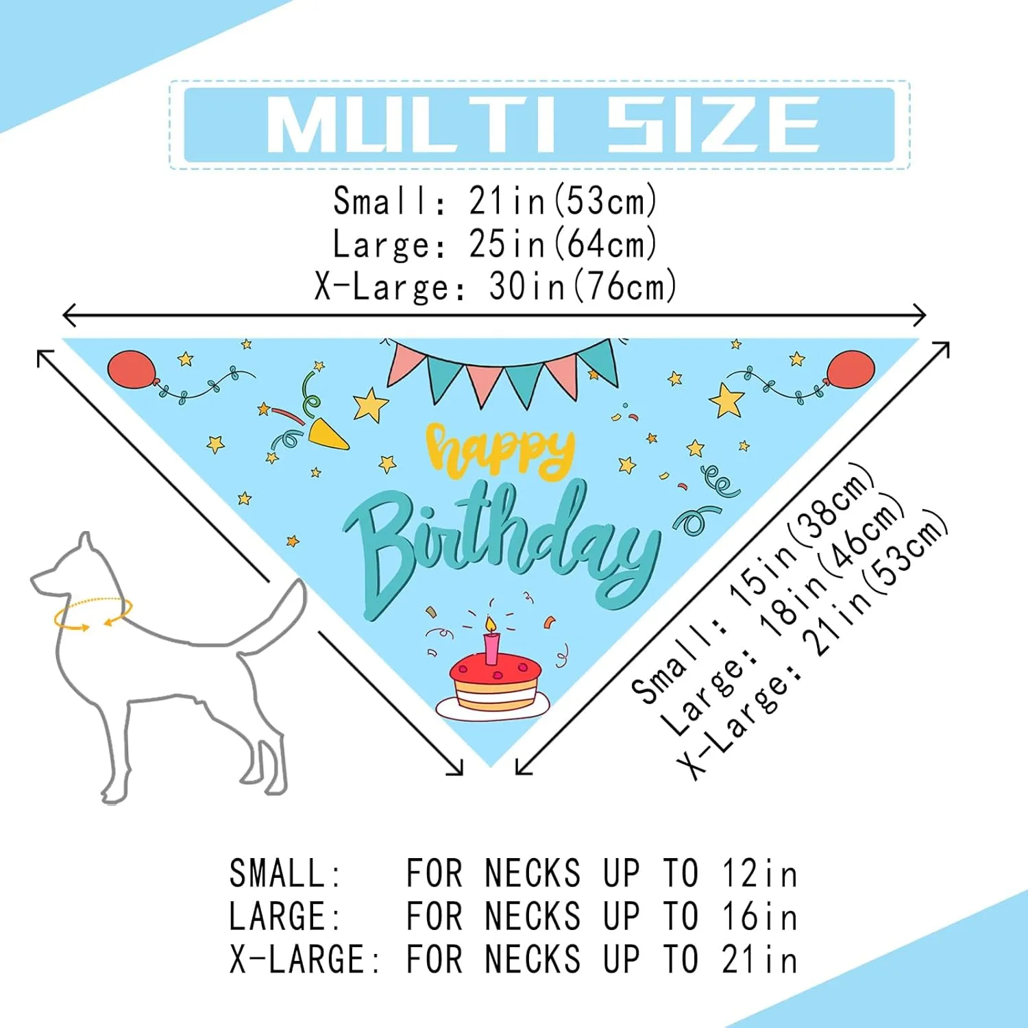 Happy Birthday Dog Bandanas 2 Packs,Blue Pet Scarf for Boys and Girls,Football Game Bandana for Small or Large or Extra Large Dogs (X-Large),Premium Durable Fabric