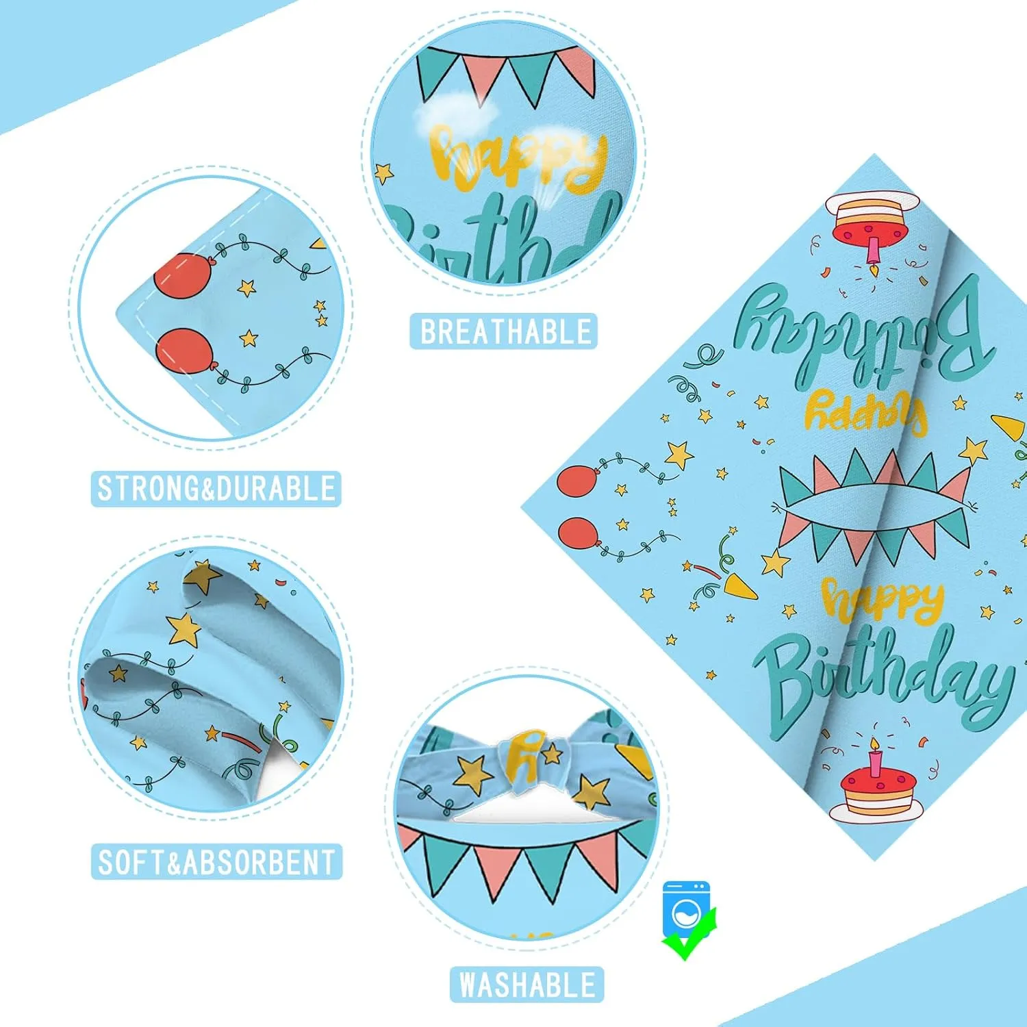 Happy Birthday Dog Bandanas 2 Packs,Blue Pet Scarf for Boys and Girls,Football Game Bandana for Small or Large or Extra Large Dogs (X-Large),Premium Durable Fabric