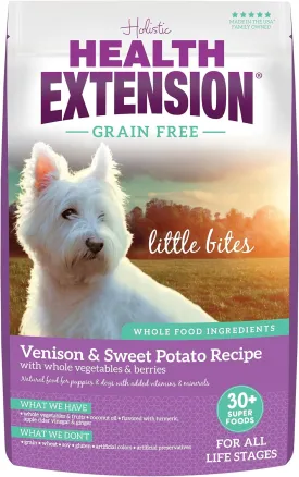 Health Extension Grain Free Venison & Sweet Potato Recipe Little Bites (3.5 lb / 1.59 kg) - Lean Protein Formula for Dogs with Poultry Allergies or Sensitive Stomachs