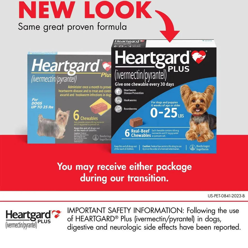 Heartgard Plus Chew for Dogs (Ivermectin/Pyrantel), up to 25 lbs