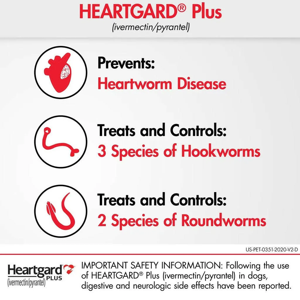 Heartgard Plus Chew for Dogs (Ivermectin/Pyrantel), up to 25 lbs