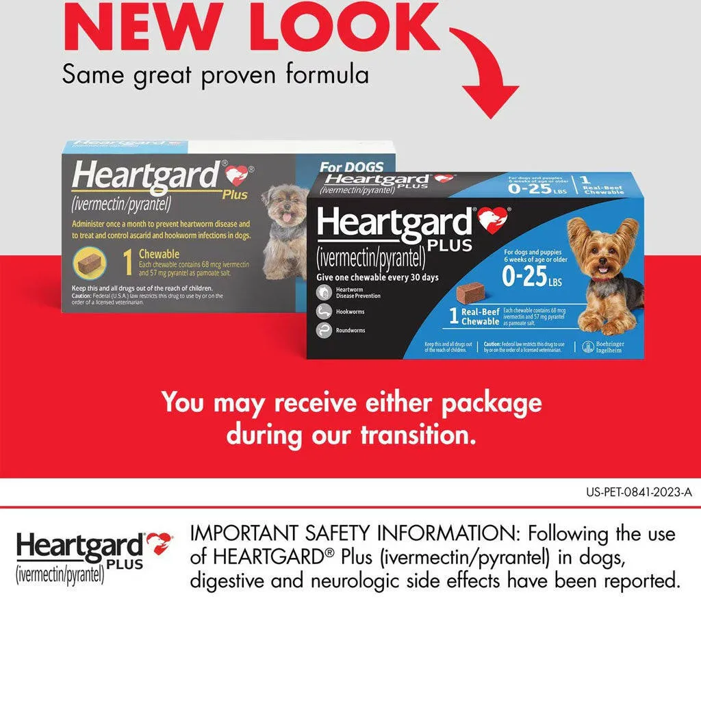 Heartgard Plus Chew for Dogs (Ivermectin/Pyrantel), up to 25 lbs