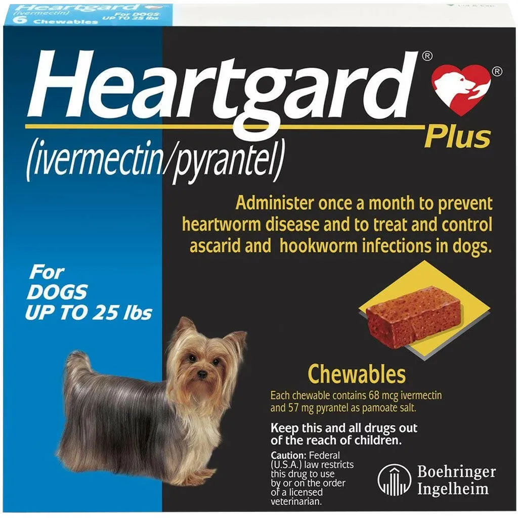 Heartgard Plus Chew for Dogs (Ivermectin/Pyrantel), up to 25 lbs