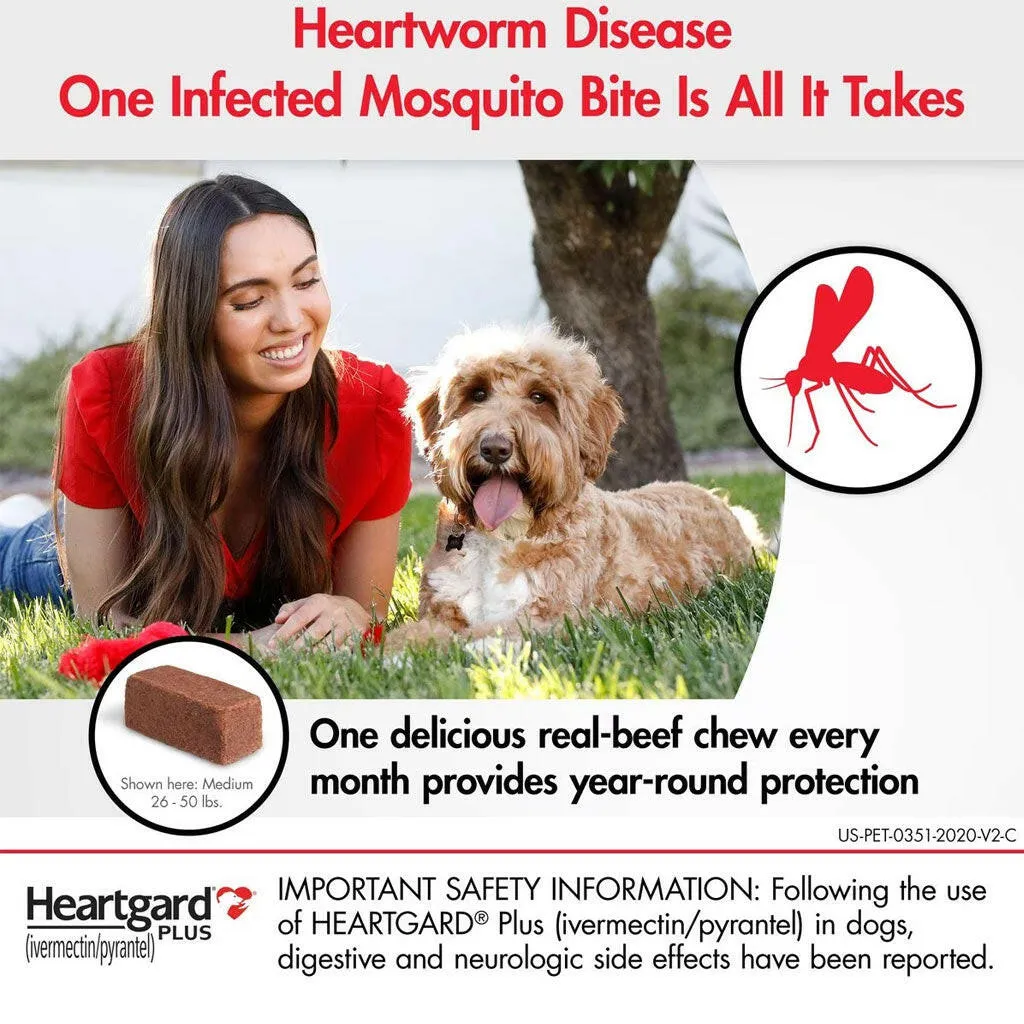 Heartgard Plus Chew for Dogs (Ivermectin/Pyrantel), up to 25 lbs