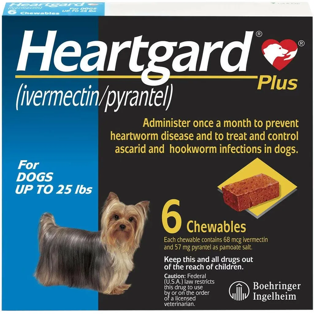 Heartgard Plus Chew for Dogs (Ivermectin/Pyrantel), up to 25 lbs