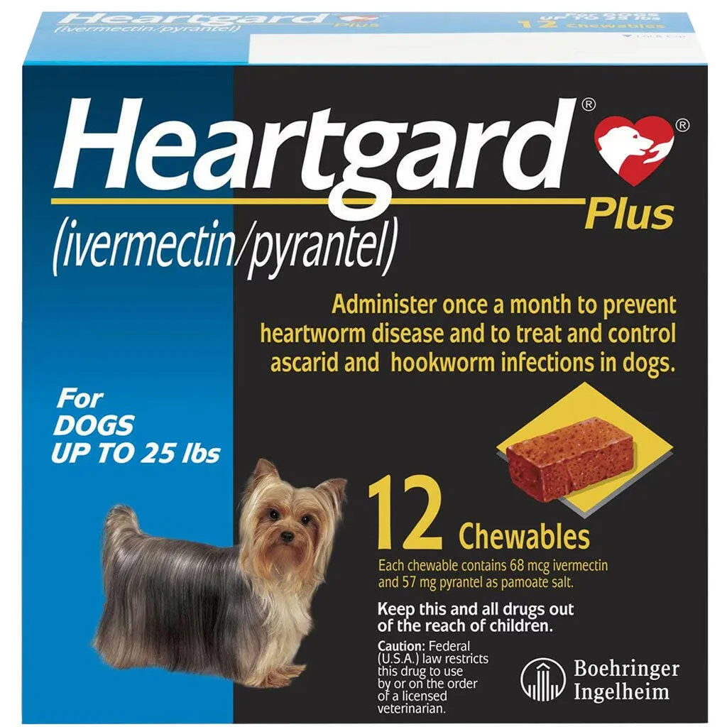Heartgard Plus Chew for Dogs (Ivermectin/Pyrantel), up to 25 lbs