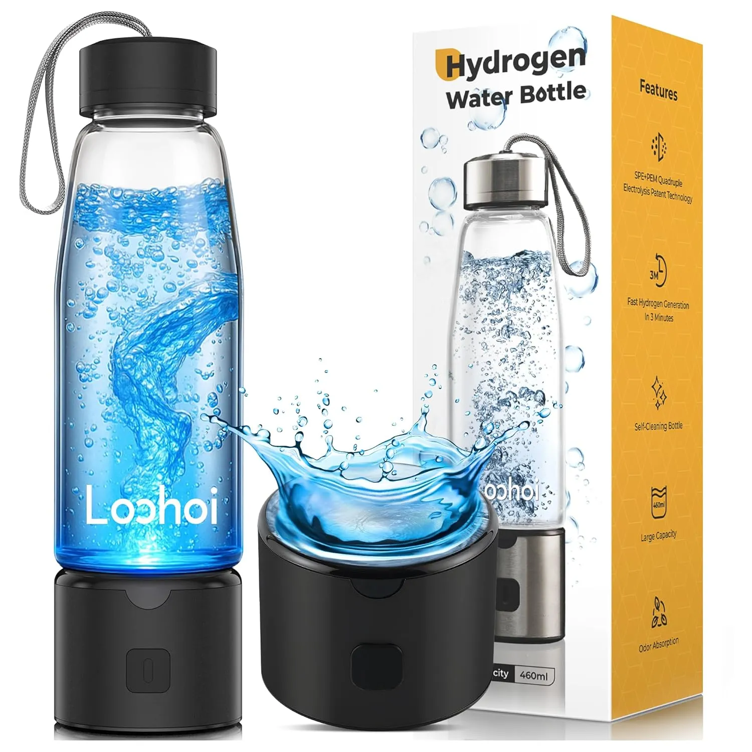 Hydrogen Water Bottle Generator,2025 New Hydrogen Water Bottle with Advanced SPE/PEM Tech-3 Min Up to 2300  PPB,Portable & Rechargeable Hydrogen Water Ionizer Machine for Home